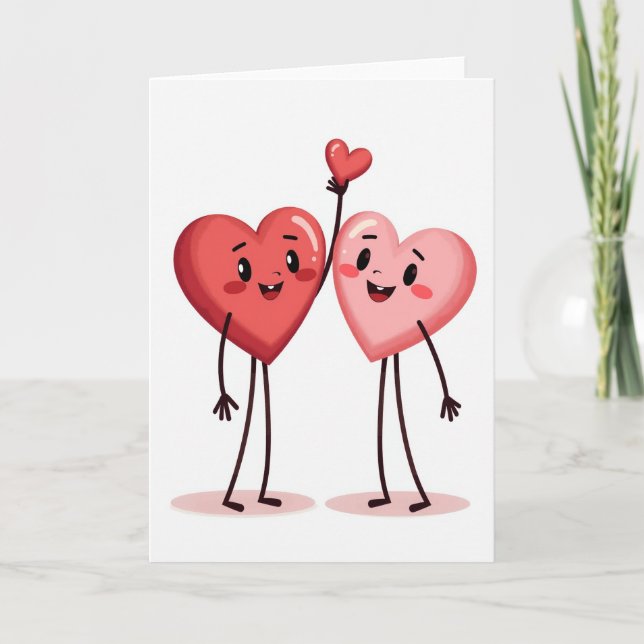 Cute Valentine Hearts Card Karte (Vorderseite)