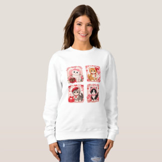Cute Valentine Kittens Cozy Sweatshirt