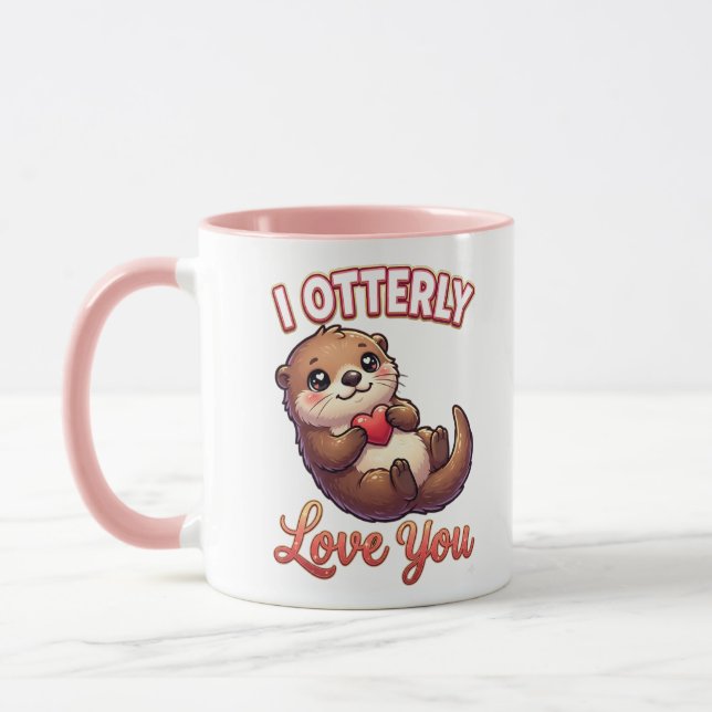 Cute Valentine Otter – I Otterly Love You Tasse (Links)