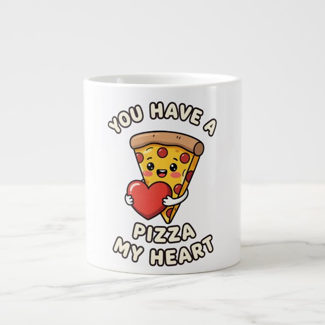Cute Valentine Pizza Slice – Fun Romantic Gift for Jumbo-Tasse (Vorderseite)