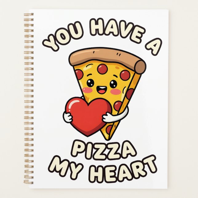 Cute Valentine Pizza Slice – Fun Romantic Gift for Planer (Vorderseite)