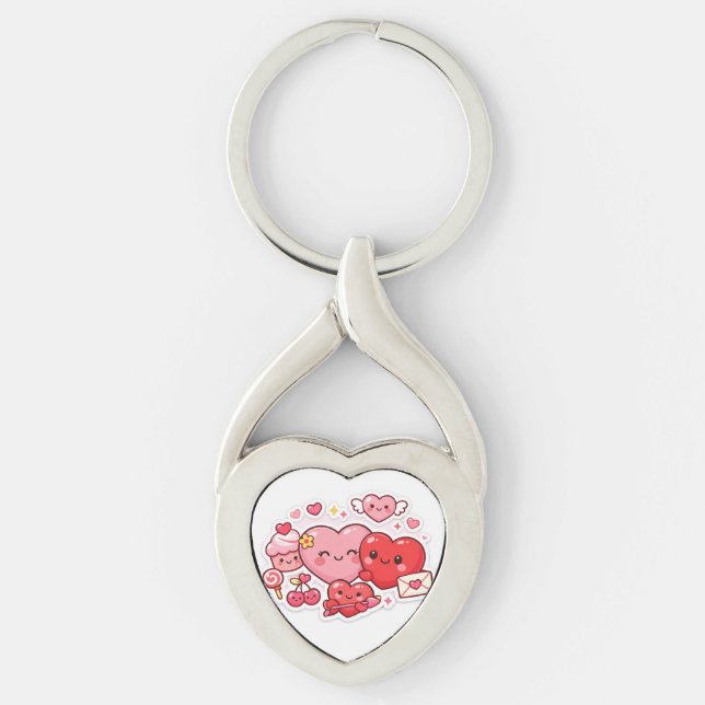 Cute Valentine’s Day Heart Keychain – Perfect gift Schlüsselanhänger (Vorderseite)