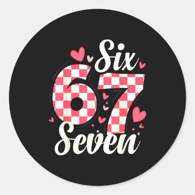 Cute Valentine Six Seven Checkerboard Love Nk Hear Runder Aufkleber (Vorderseite)
