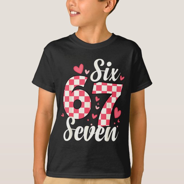 Cute Valentine Six Seven Checkerboard Love Nk Hear T-Shirt (Vorderseite)