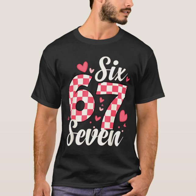 Cute Valentine Six Seven Checkerboard Love Nk Hear T-Shirt (Vorderseite)