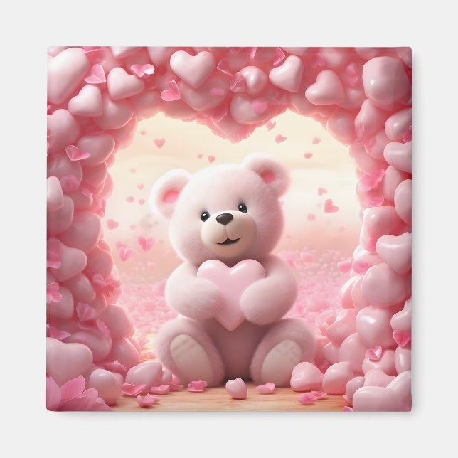 Cute Valentine Teddy Bear Magnet  (Vorne)