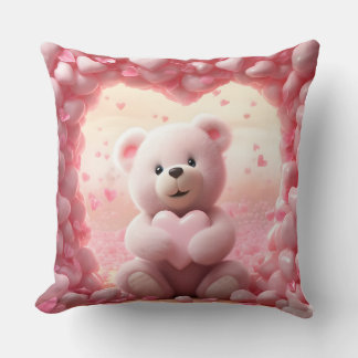 Cute Valentine Teddy Bear Throw Pillow Kissen