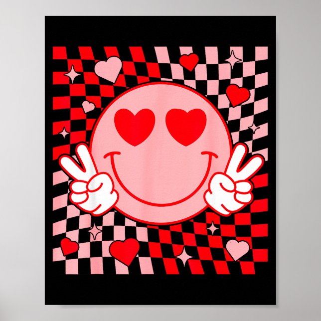 Cute Valentine Vibes Groovy Valentine Day Men Wome Poster (Vorne)