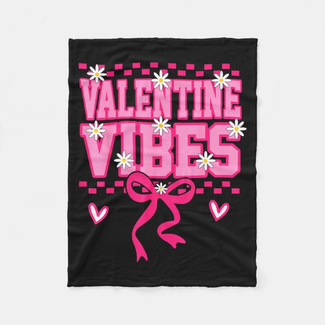 Cute Valentine Vibes Smile Face Valentines Day Gir Fleecedecke (Vorderseite)