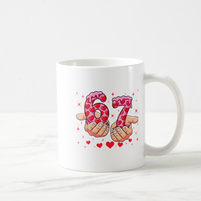 Cute Valentines Day 67 Hearts Funny Six Seven Meme Kaffeetasse (Rechts)