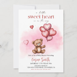 Cute Valentine's Day Baby Shower Bear Hearts  Einladung