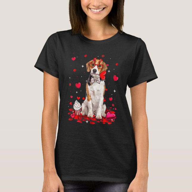 Cute Valentine's Day Beagle Dog Heart Costume T-Shirt (Vorderseite)
