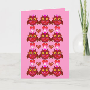 Cute Valentine's day card with Cartoon Owls Feiertagskarte