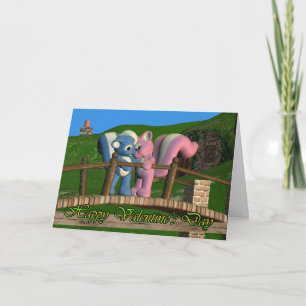 Cute Valentine's Day Card with Love Skunks Feiertagskarte