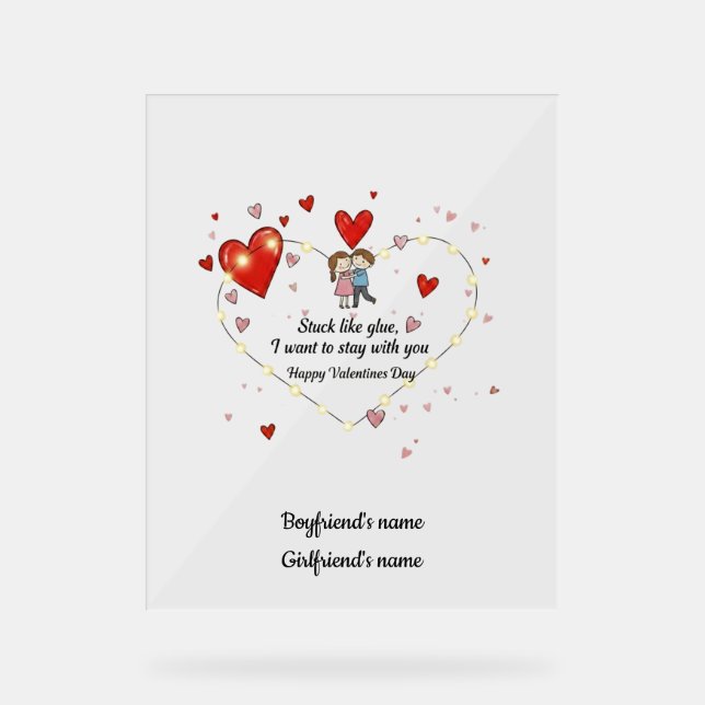 Cute Valentine's day couple hearts custom Acrylschild (Vorderseite)