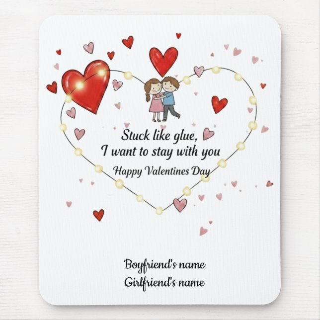 Cute Valentine's day couple hearts custom Mousepad (Vorne)