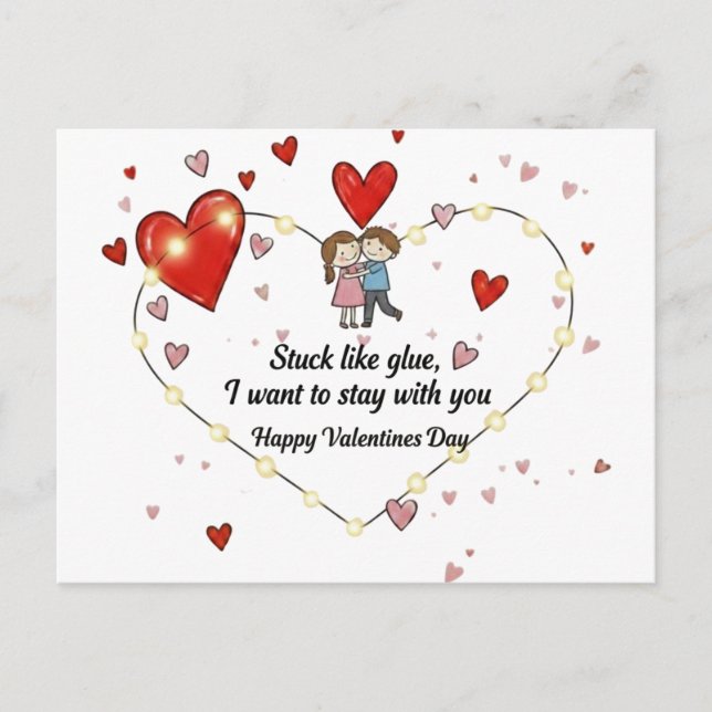 Cute Valentine's day couple hearts custom Postkarte (Vorderseite)