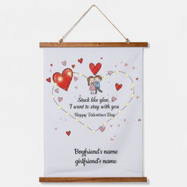 Cute Valentine's day couple hearts custom Wandteppich Mit Holzrahmen