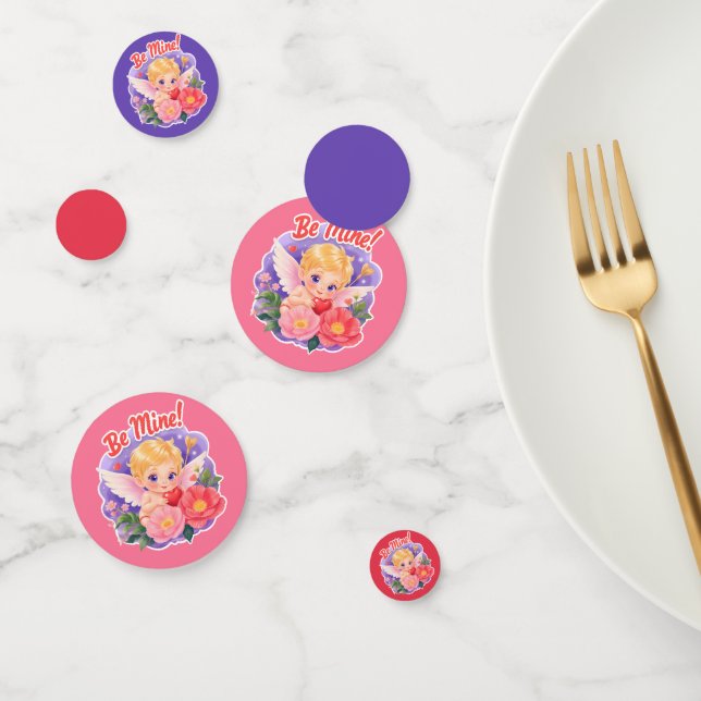 Cute Valentine's Day Cupid with "Be Mine" Konfetti (Gruppe)