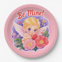Cute Valentine's Day Cupid with "Be Mine" Pappteller