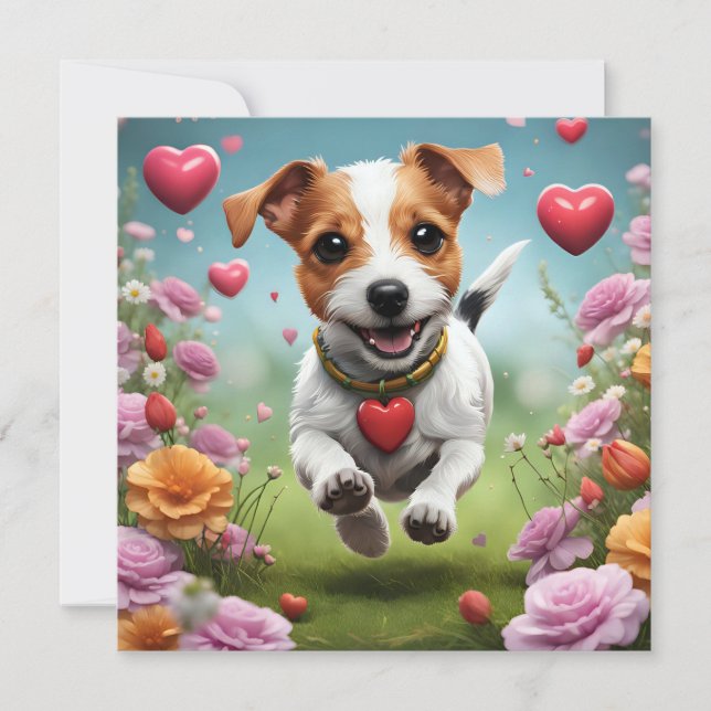 Cute Valentine's Day Dog greeting card (Vorderseite)