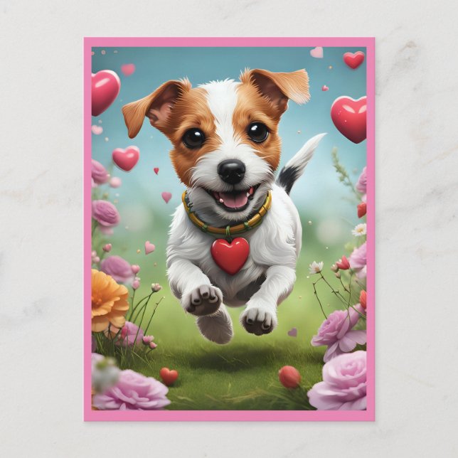 Cute Valentine's Day Dog postcard Postkarte (Vorderseite)