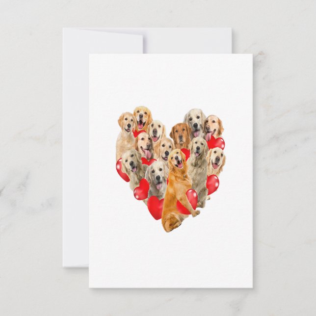 Cute Valentines Day Golden Retriever Dog Heart Pup RSVP Karte (Vorderseite)