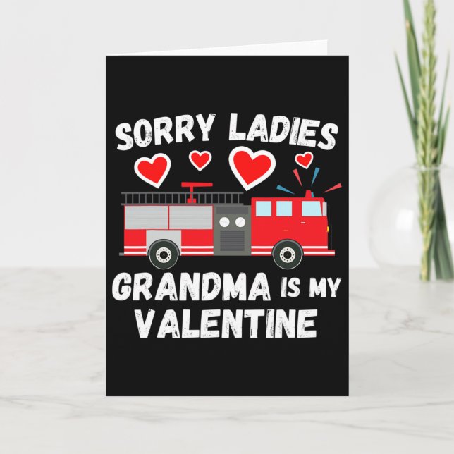 Cute Valentine's Day Grandson Funny Firetruck Kids Karte (Vorderseite)