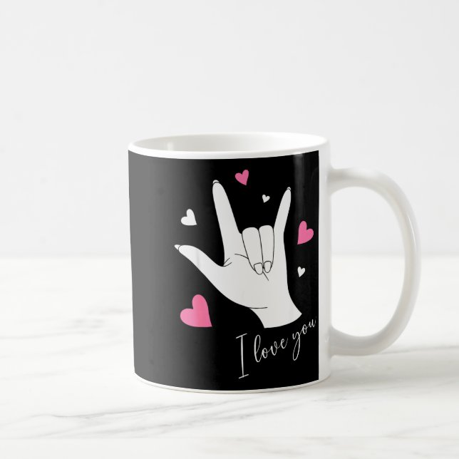 Cute Valentines Day Hearts I Love You Hand Sign La Kaffeetasse (Rechts)