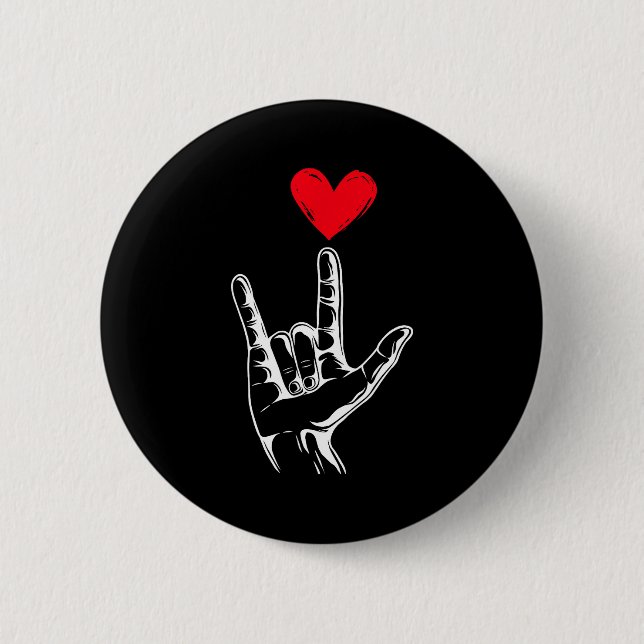 Cute Valentines Day I Love You Hand Sign Language  Button (Vorderseite)