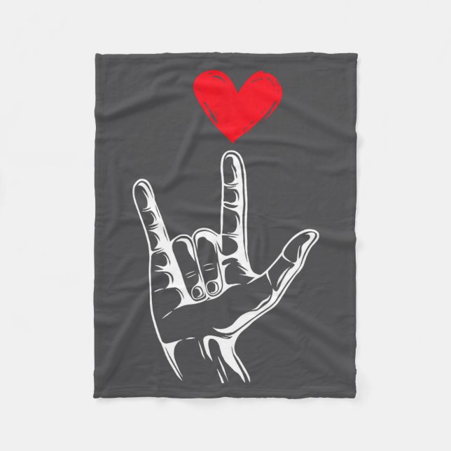 Cute Valentines Day I Love You Hand Sign Language  Fleecedecke (Vorderseite)
