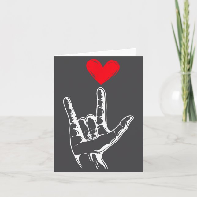 Cute Valentines Day I Love You Hand Sign Language  Karte (Vorderseite)