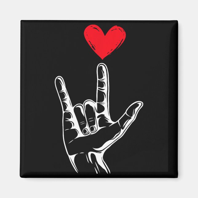 Cute Valentines Day I Love You Hand Sign Language  Magnet (Vorne)