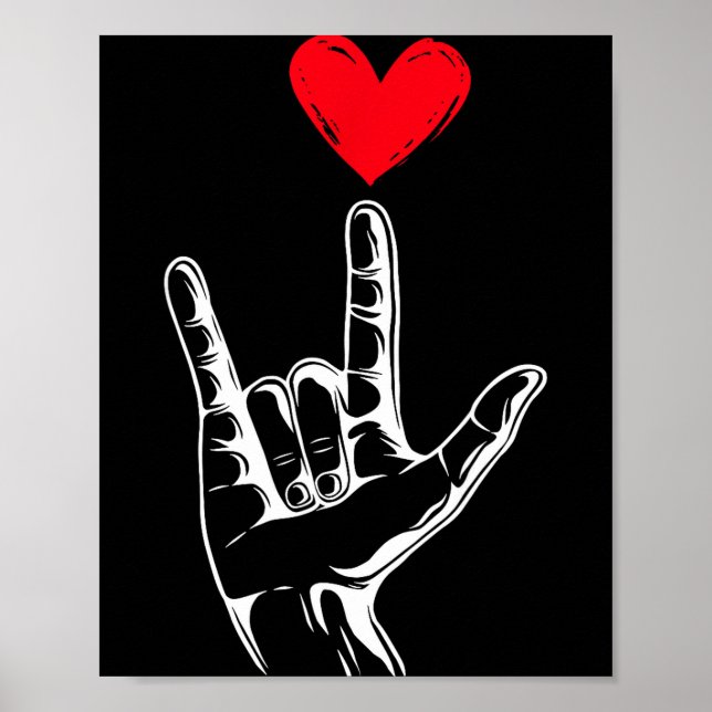 Cute Valentines Day I Love You Hand Sign Language  Poster (Vorne)