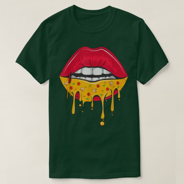 Cute Valentines Day Pizza Lips Tee Funny hearts Pi (Design vorne)