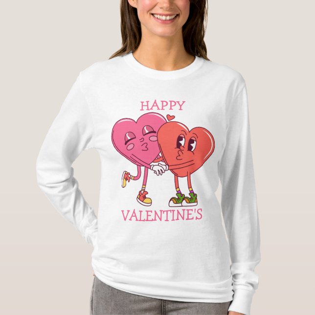 Cute Valentine's Hearts Couple Women's T-Shirt (Vorderseite)
