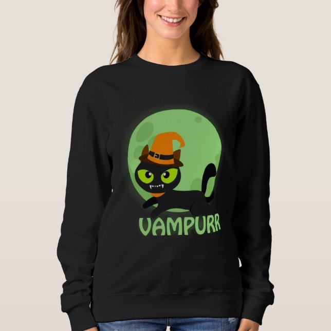 Cute Vampire Cat Halloween Vampurr Sweatshirt (Vorderseite)