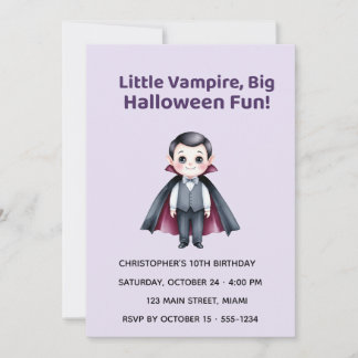 Cute Vampire Halloween Birthday Invitation Einladung