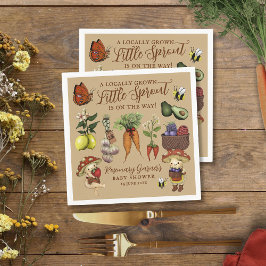 Cute Veg Locally Grown Little Sprout Baby Shower Serviette