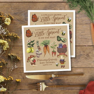 Cute Veg Locally Grown Little Sprout Baby Shower Serviette