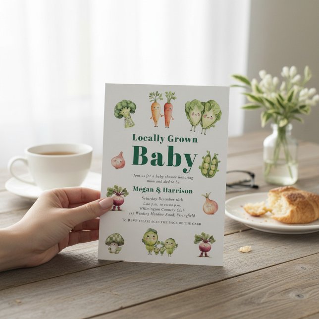 Cute Vegetable Baby Shower Invitation with QR rsvp Einladung (Von Creator hochgeladen)