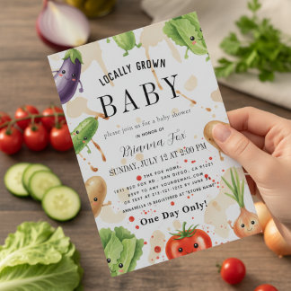 Cute Vegetable Locally Grown farm Baby Shower Einladung