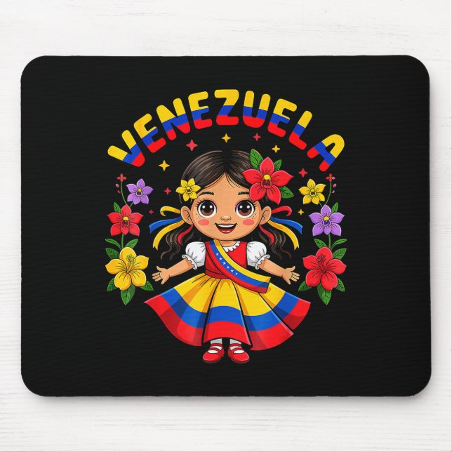 Cute Venezuela Girl Kids Traditional Dress Colorfu Mousepad (Vorne)