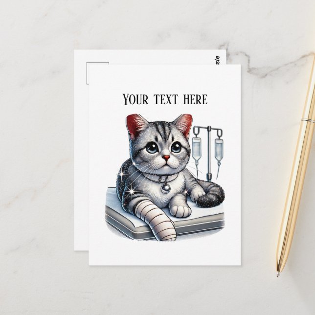 Cute Veterinarian Office customizable  Postkarte (Vorderseite/Rückseite Beispiel)