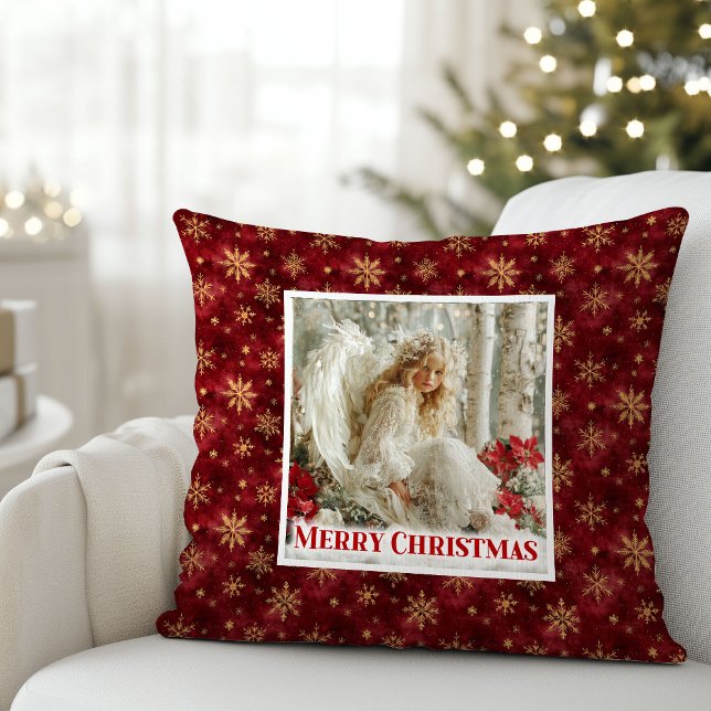 Cute Victorian Angel Red Gold Holiday Accent Xmas Kissen (Cute Victorian Angel Red Gold Holiday Accent Christmas Pillow

)