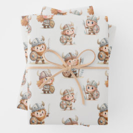 Cute Viking warrior kids Geschenkpapier Set