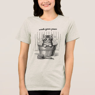 Cute Vintage Bathing Kitten  T-Shirt Tri-Blend Shirt