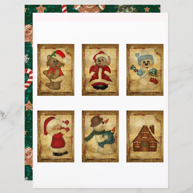 Cute Vintage Christmas ATC Cards  (Vorne/Hinten)