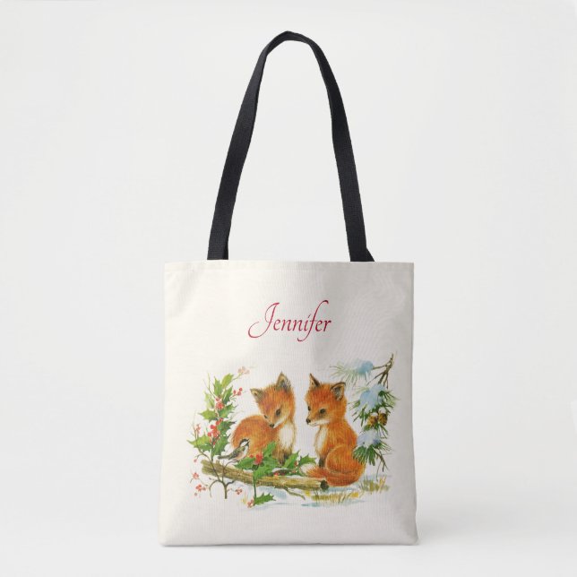 Cute Vintage Foxes Retro Christmas (Vorderseite)