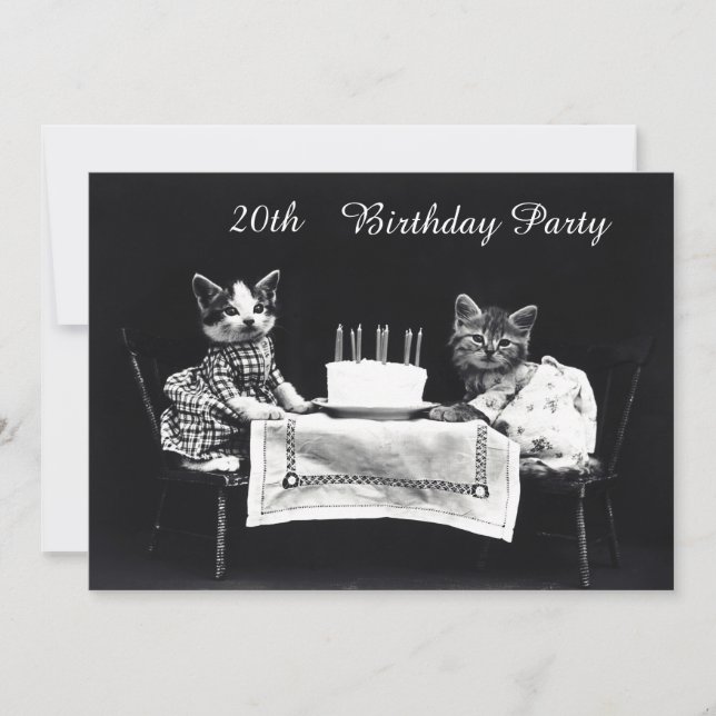 Cute Vintage Kittens 20 Einladung (Vorderseite)